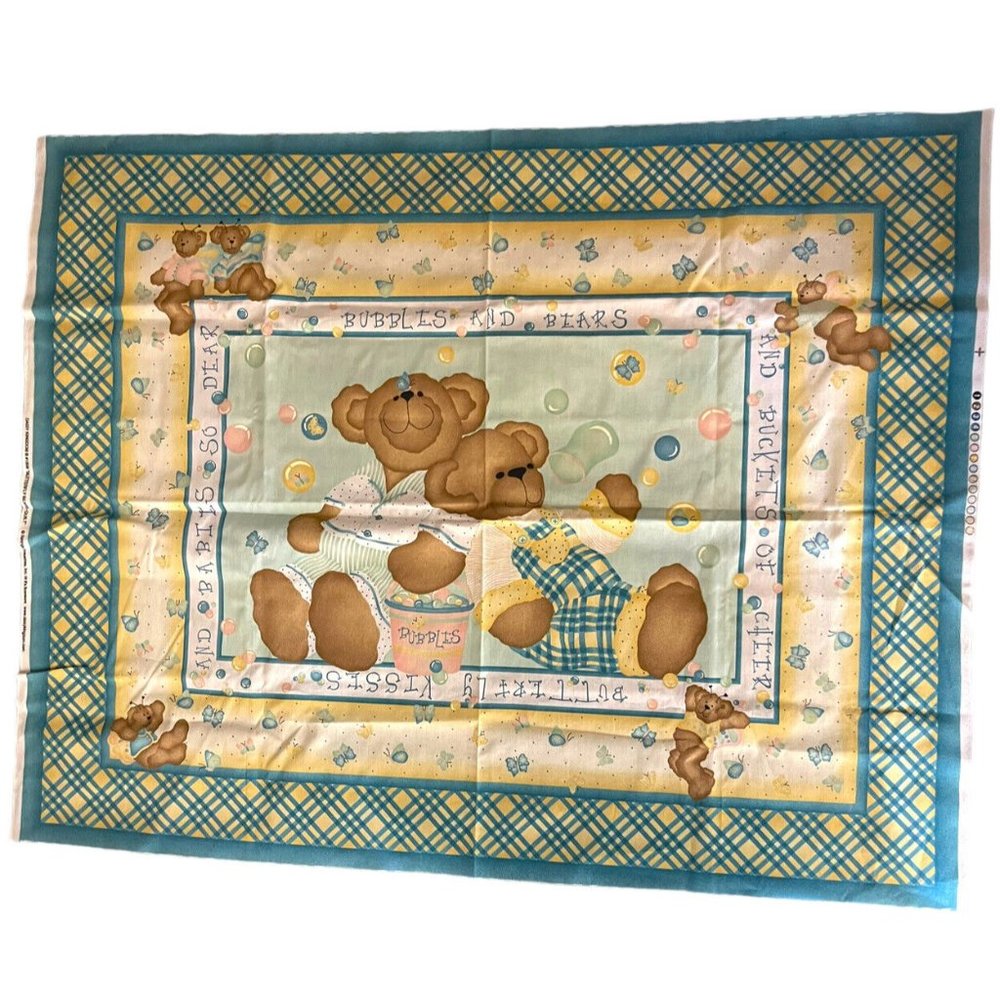Butterfly Bears Quilt Fabric Panel Springs Industries 36" x 44" Daisy Kingdom